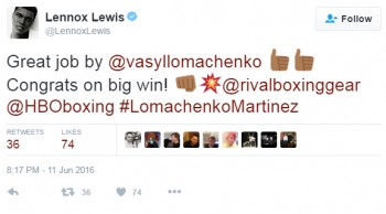 Леннокс Льюис поздравил Ломаченко с победой
