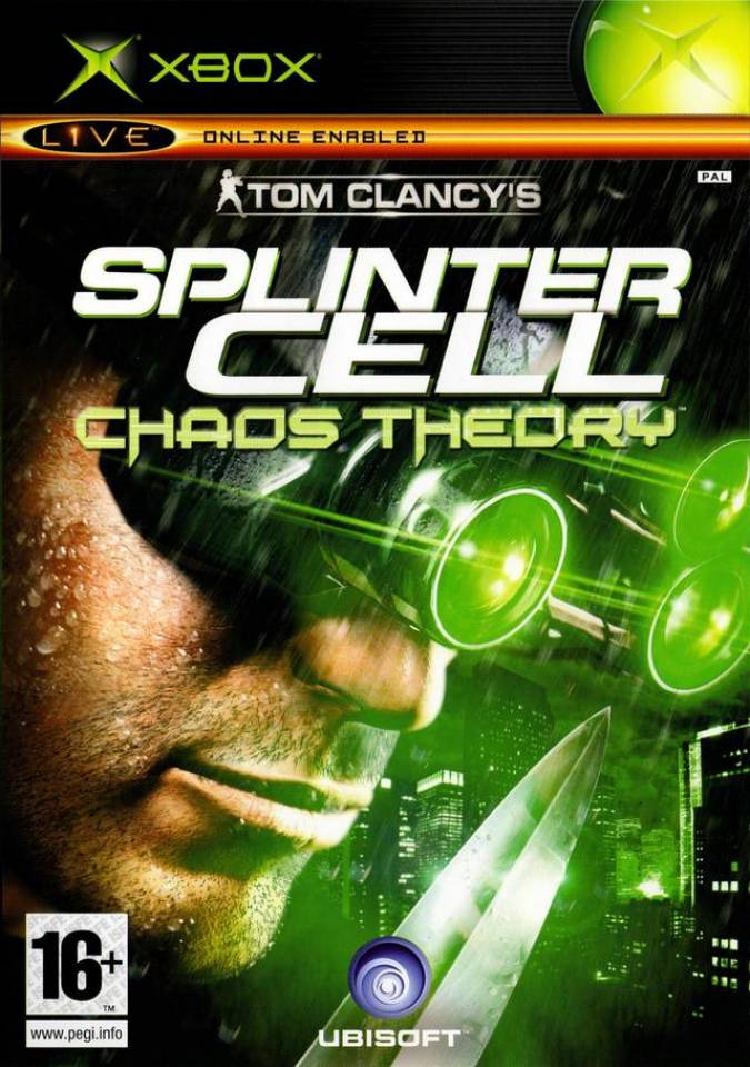 Игр й том. Tom Clancy's Splinter Cell Chaos Theory обложка. Splinter Cell Chaos Theory Xbox Original. Splinter Cell Chaos Theory Xbox. Tom Clancy’s Splinter Cell Chaos Theory Постер.