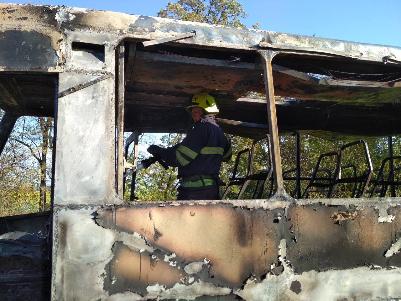 В Днепропетровской области загорелся пассажирский автобус 