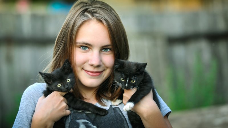 Милые фото девушек с котиками