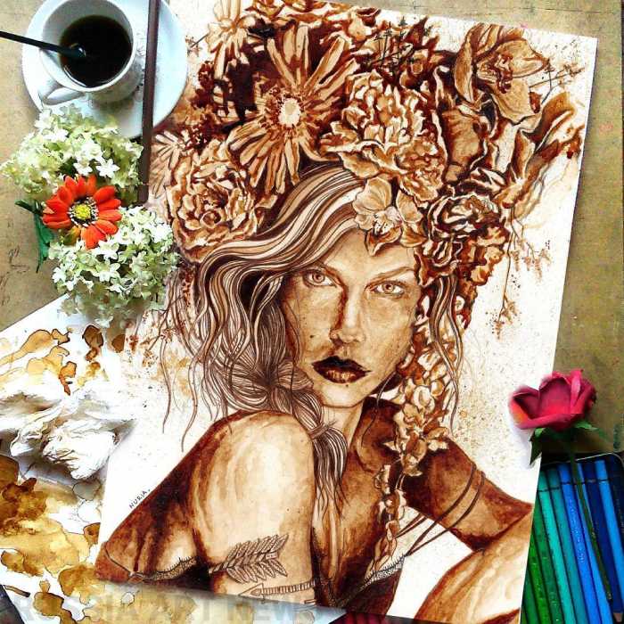 Художница-самоучка рисует кофе необычайные портреты знаменитостей и друзей