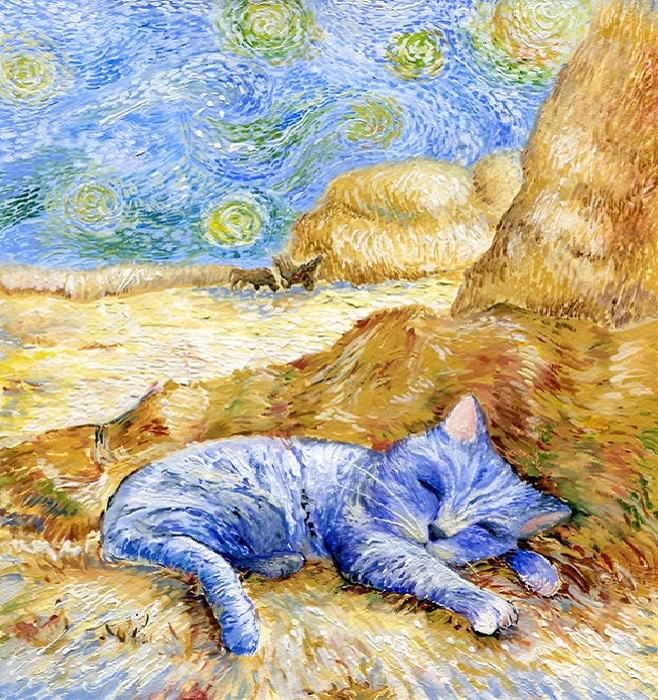 Очаровательные коты на портретах в стиле Ван Гога, Пикассо и других знаменитых художников