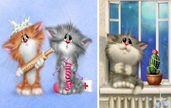 Забавные иллюстрации-комиксы о жизни очаровательных весёлых котов, которые подарят хорошее настроение